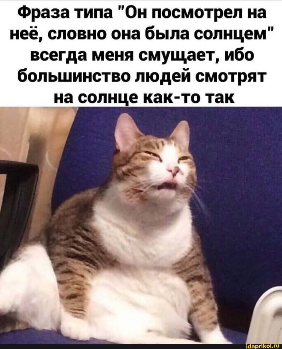 Фраза типа "Он посмотрел на неё, словно она была солнцем" всегда меня смущает, ибо большинство людей смотрят на солнце как-то так