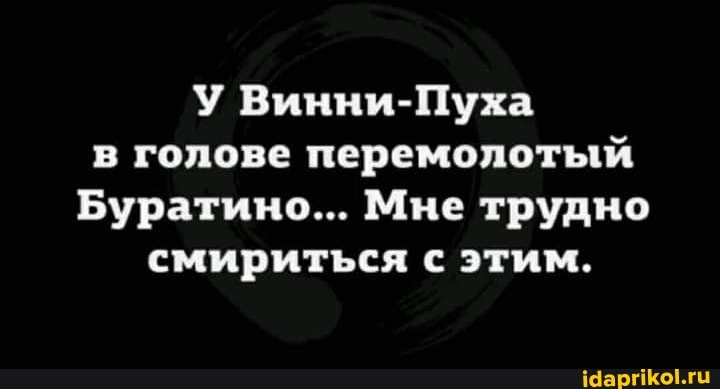Винни-Пуха
в голове перемолотый
Буратино... Мне трудно смириться с этим.