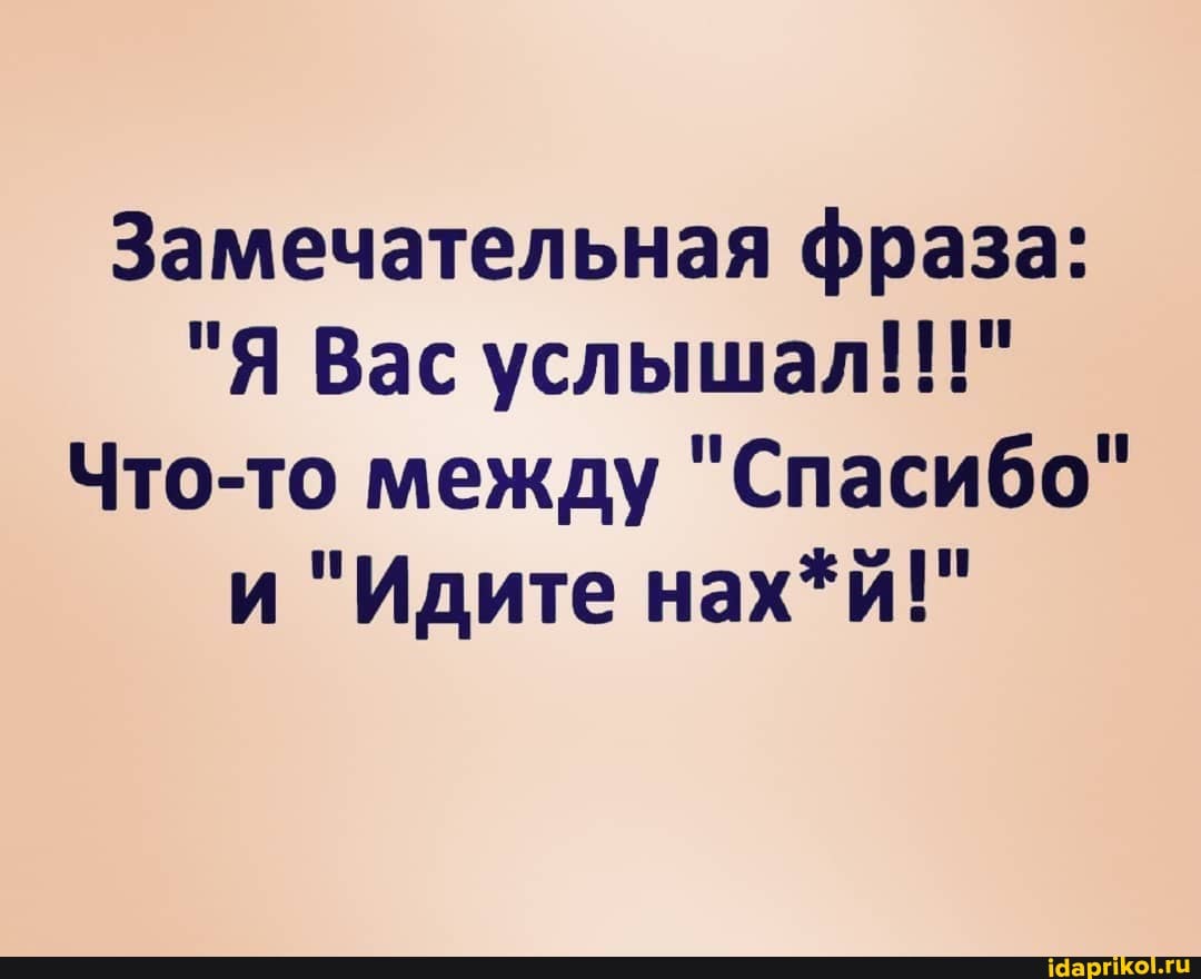 Замечательная фраза:
"Я Вас услышал!!!"
Что-то между "Спасибо" и "Идите нах*й!"