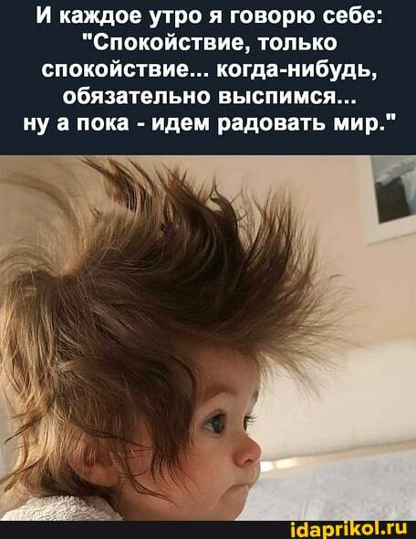 И каждое утро я говорю себе;
"Спокойствие, только спокойствие... когда-нибудь, обязательно выспимся...
Ну а пока - идем радовать мир."