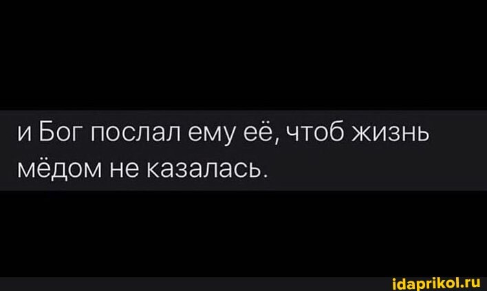и Бог послал ему её, чтоб жизнь мёдом не казалась.