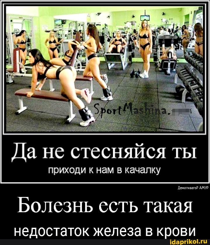Да не стесняйся ты
приходи к нам в качалку
Демотиватор АМУР
Болезнь есть такая недостаток железа в крови