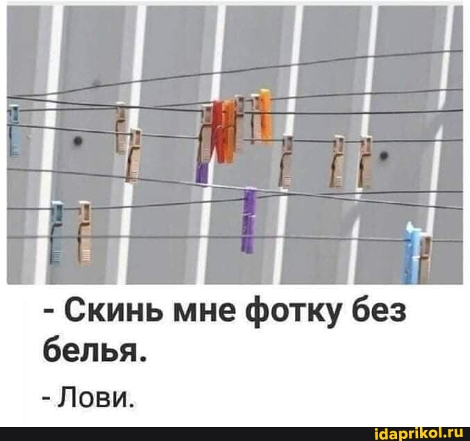 - Скинь мне фотку без белья.
- Лови.