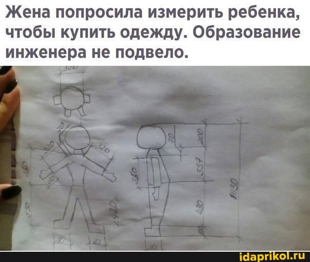 Жена попросила измерить ребенка, чтобы купить одежду. Образование
инженера не подвело.