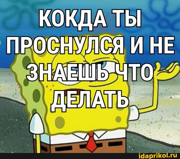 КОКДА ТЫ ПРОСНУЛСЯ И НЕ ЗНАЕШЕТЧТО
' ДЕЛАТЬ,