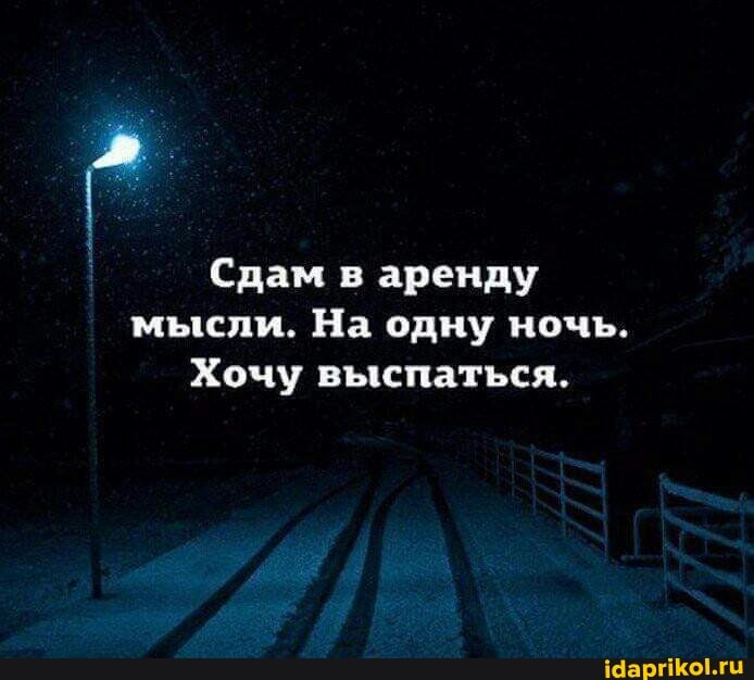 Сдам в аренду мысли. На одну ночь.
Хочу выспаться.
