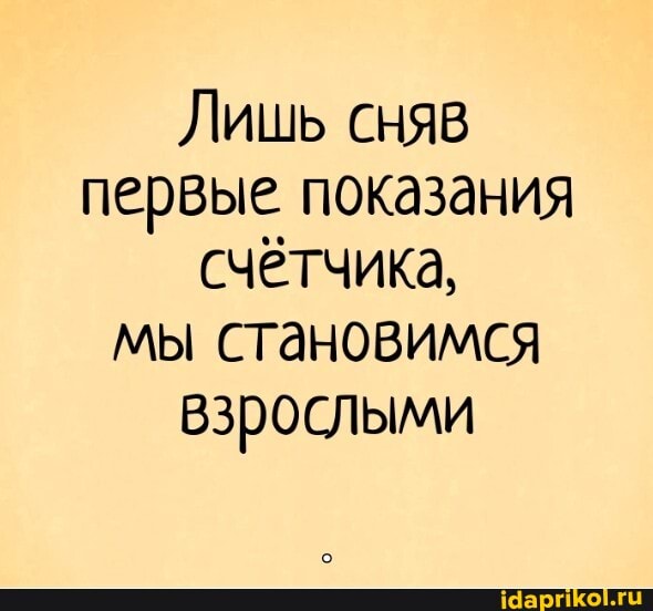 Лишь сняв первые показания счётчика, мы становимся взрослыми