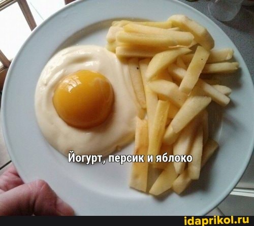 Йогурт, персик и яблока