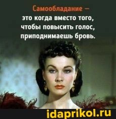 (Самообладание это когда вместо того, чтобы повысить голос, приподнимаешь бровь.