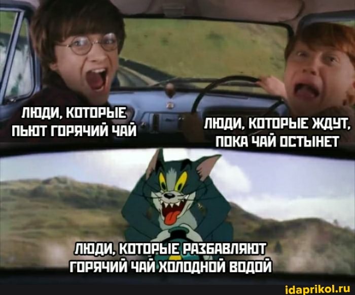 ПЮДИ, КОТОРЫЕ ПЬЮТ ГОРЯЧИЙ ЧАЙ ЛЮДИ, КОТОРЫЕ ЖДУТ,
ПОКА ЧАЙ ОСТЫНЕТ
ЛЮДИ, КОТОРЫЕ РАЗБАВЛЯЮТ ГОРЯЧИЙ ЧАЙ ХОЛОДНОЙ ВОДОЙ