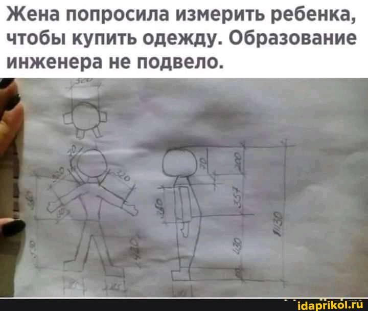 Жена попросила измерить ребенка, чтобы купить одежду. Образование
инженера не подвело.