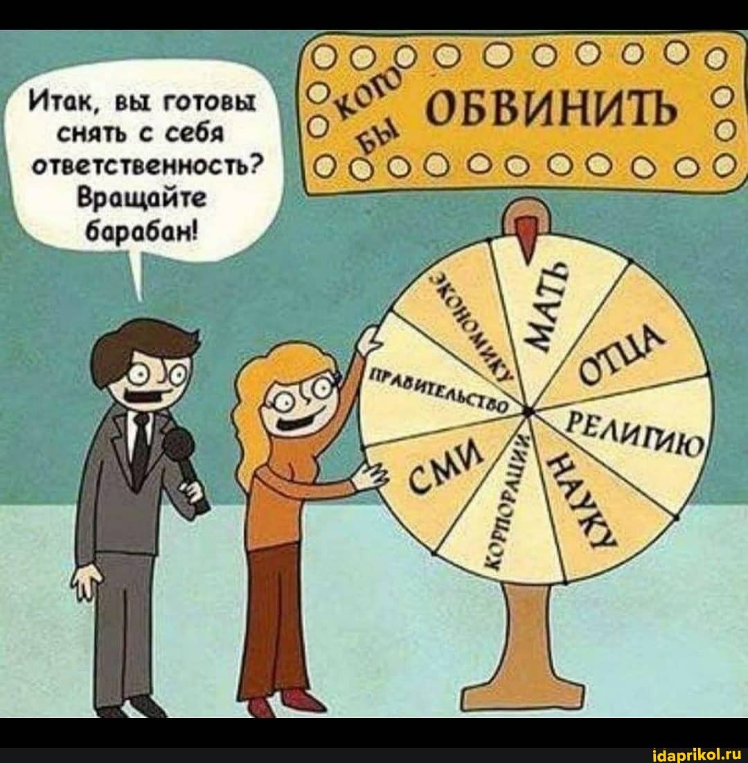 ооо совосо
ОБВИНИТЬ
Итак, вы готовы снять с себя ответственность?
Вращайте
барабан!