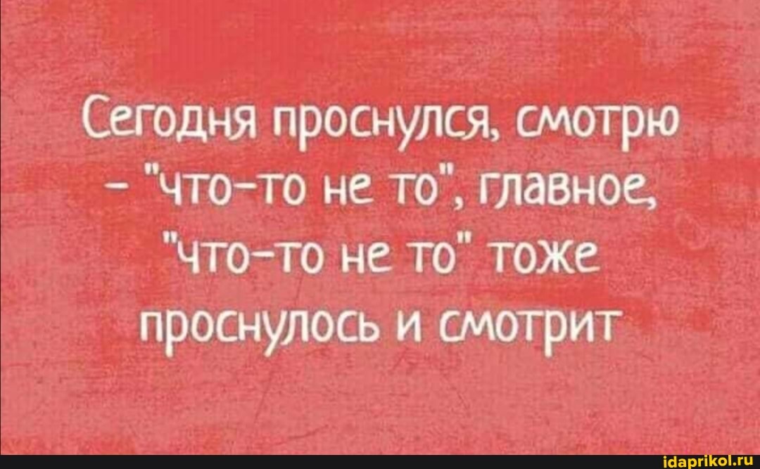 Сегодня проснулся, смотрю
"Что-то не то", главное,
"Что-то не то" тоже проснулось и смотрит