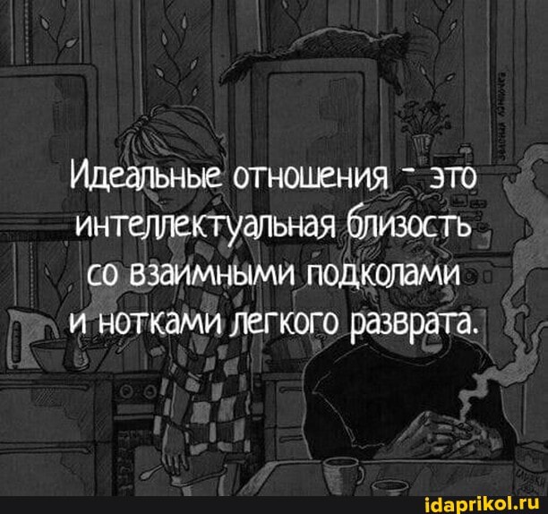 Идеальные. отношения это интеллектуальная близость взаимными подколами
и нотками легкого разврата.