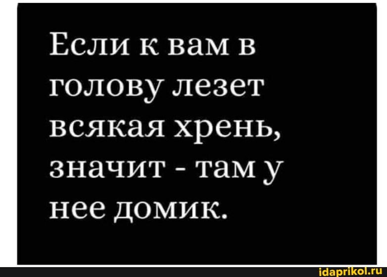 Если к вам голову лезет всякая хрень, значит - там у нее домик.