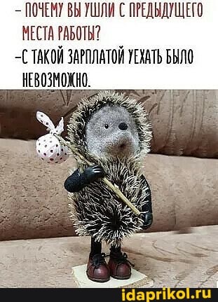 - ПОЧЕМУ ВЫ ШЛИ С ПРЕДЫДУЩЕГО МЕСТА РАБОТЫ?
-С ТАКОЙ ЗАРПЛАТОЙ УЕХАТЬ БЫЛО НЕВОЗМОЖНО.
