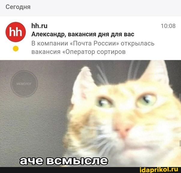 Сегодня
Александр, вакансия дня для вас
1008
В компании "Почта России" открылась вакансия "Оператор сортиров