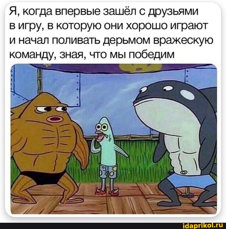 Я, когда впервые зашёл с друзьями
в игру, в которую они хорошо играют и начал поливать дерьмом вражескую команду, зная, что мы победим