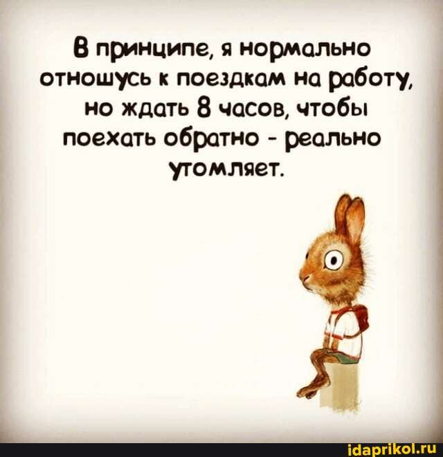В принципе, я нормально отношусь к поездкам на работу, но ждать 8 часов, чтобы поехать обратно - реально утомляет.