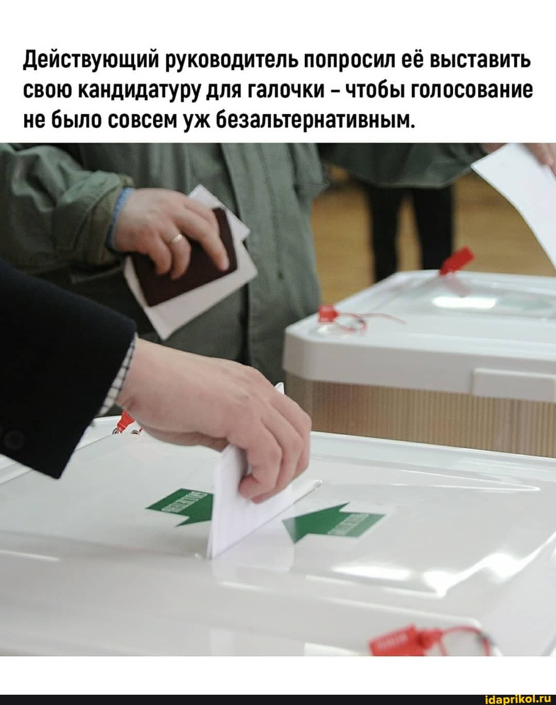 Действующий руководитель попросил её выставить свою кандидатуру для галочки - чтобы голосование не было совсем уж безальтернативным.