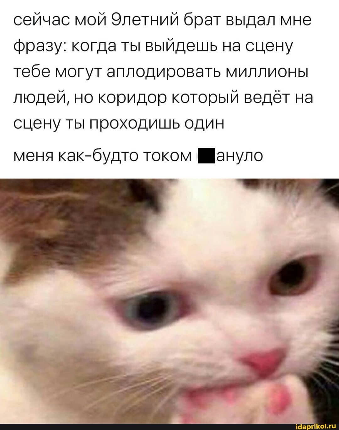 сейчас мой Элетний брат выдал мне фразу: когда ты выйдешь на сцену тебе могут аплодировать миллионы людей, но коридор который ведёт на сцену ты проходишь один
меня как-будто током @ануло