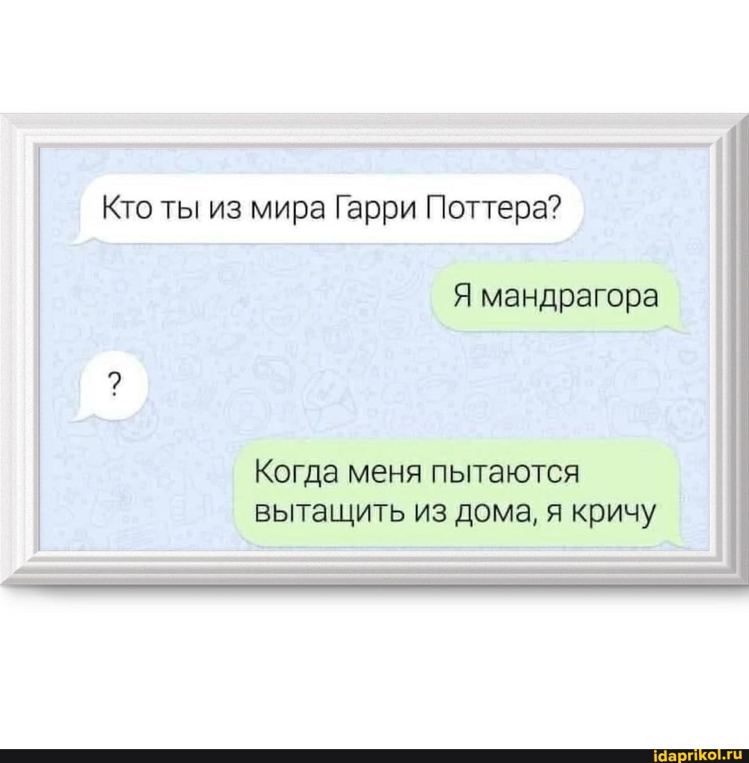 Кто ты из мира Гарри Поттера?
Когда меня пытаются вытащить из дома, я кричу